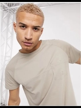 Men's Short Sleeve Crew Neck T-Shirt In Light Beige